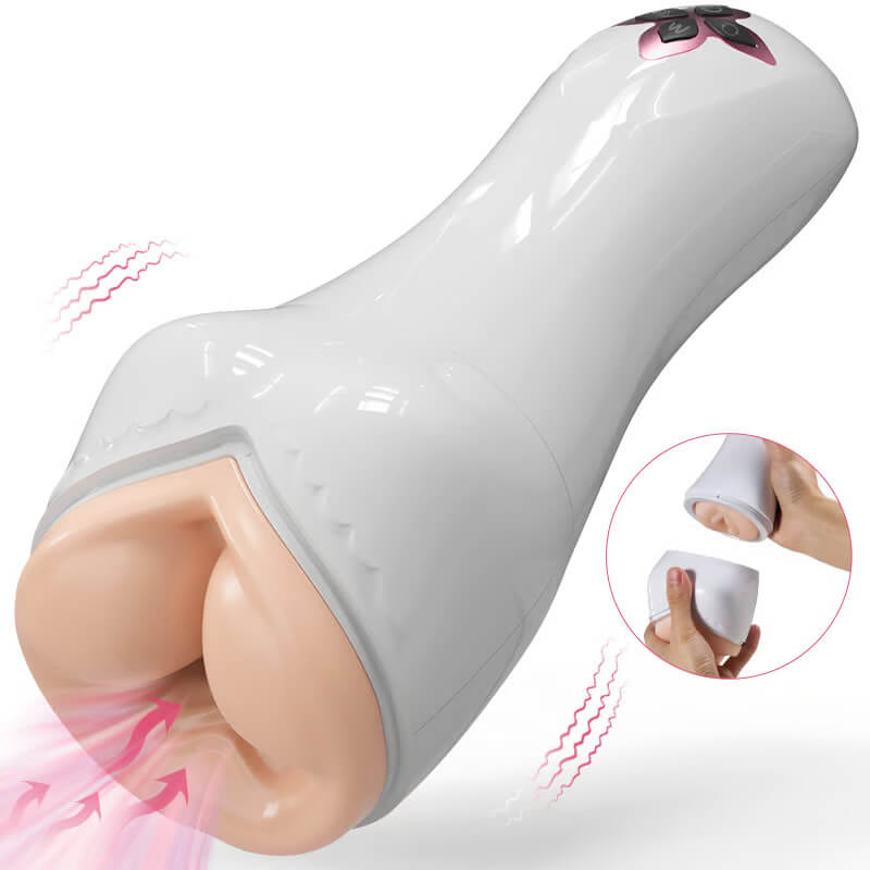 Allure Split Design Breast Vulva Entry 5 Suction & 7 Vibrations 3 Languages Automatic Masturbation Cup