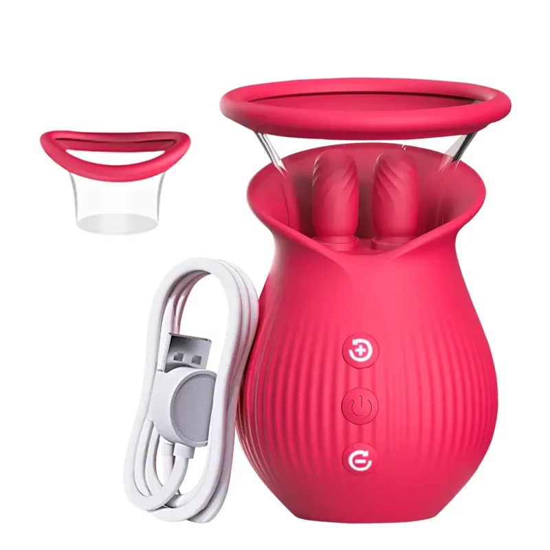 Tina—3 in1 Licking Sucking Vibrating Rose Vibrators with Suction Cups