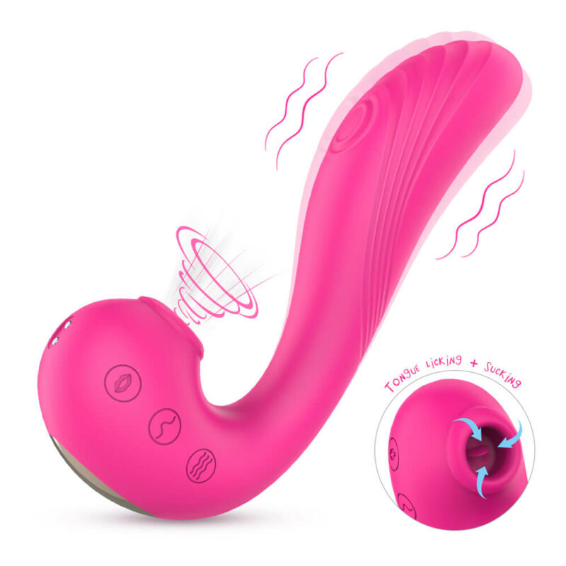 TRIPLE AROUSAL 10 Vibrating 5 Flapping Sucking Clitoral Licking and G Spot Vibrator