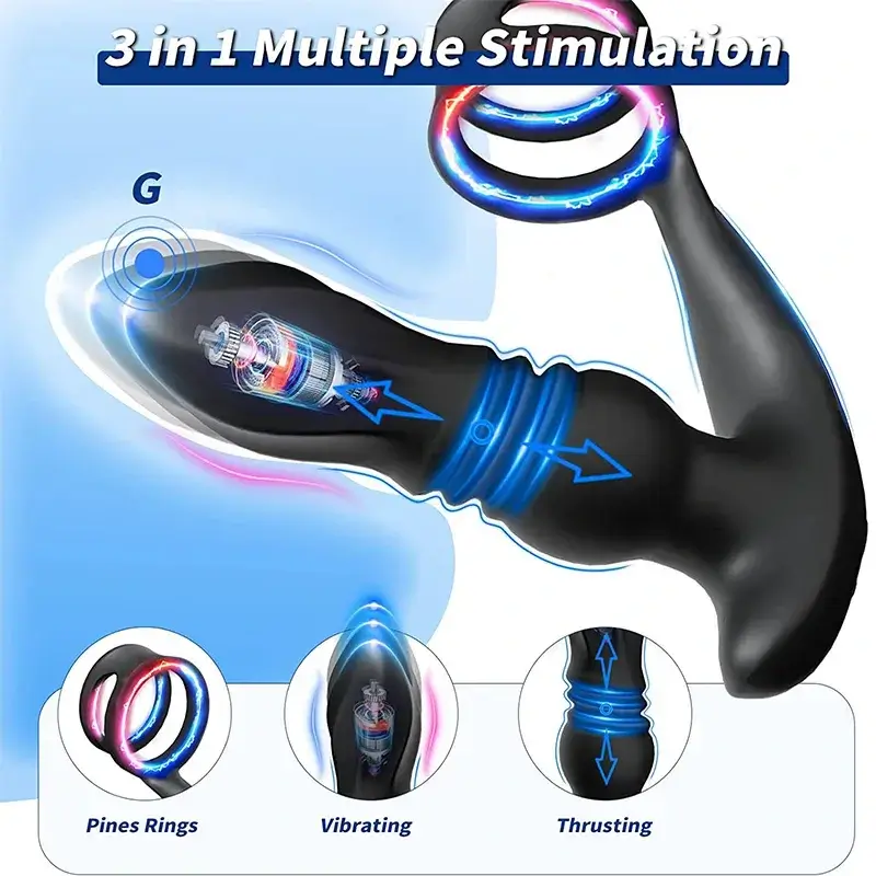 Prostate Massager with Double Cock Rings