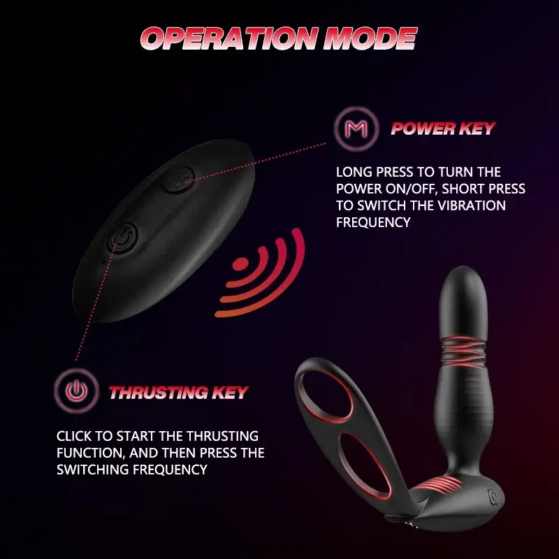 10 Thrusting & Vibrating Double Cock Rings Silicone Prostate Massager