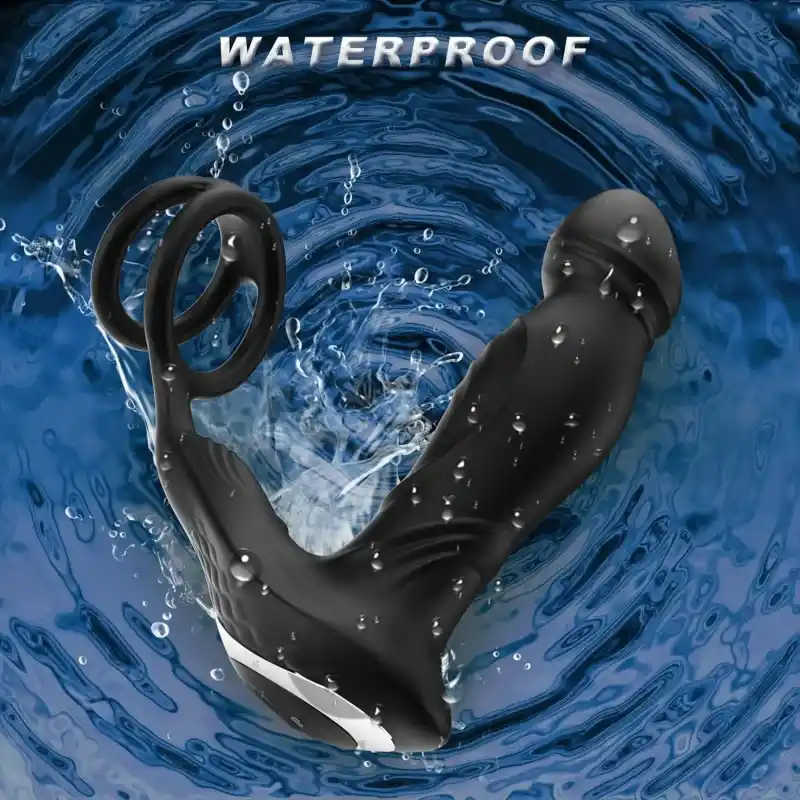 Prostate Massager with Dual Cock Rings